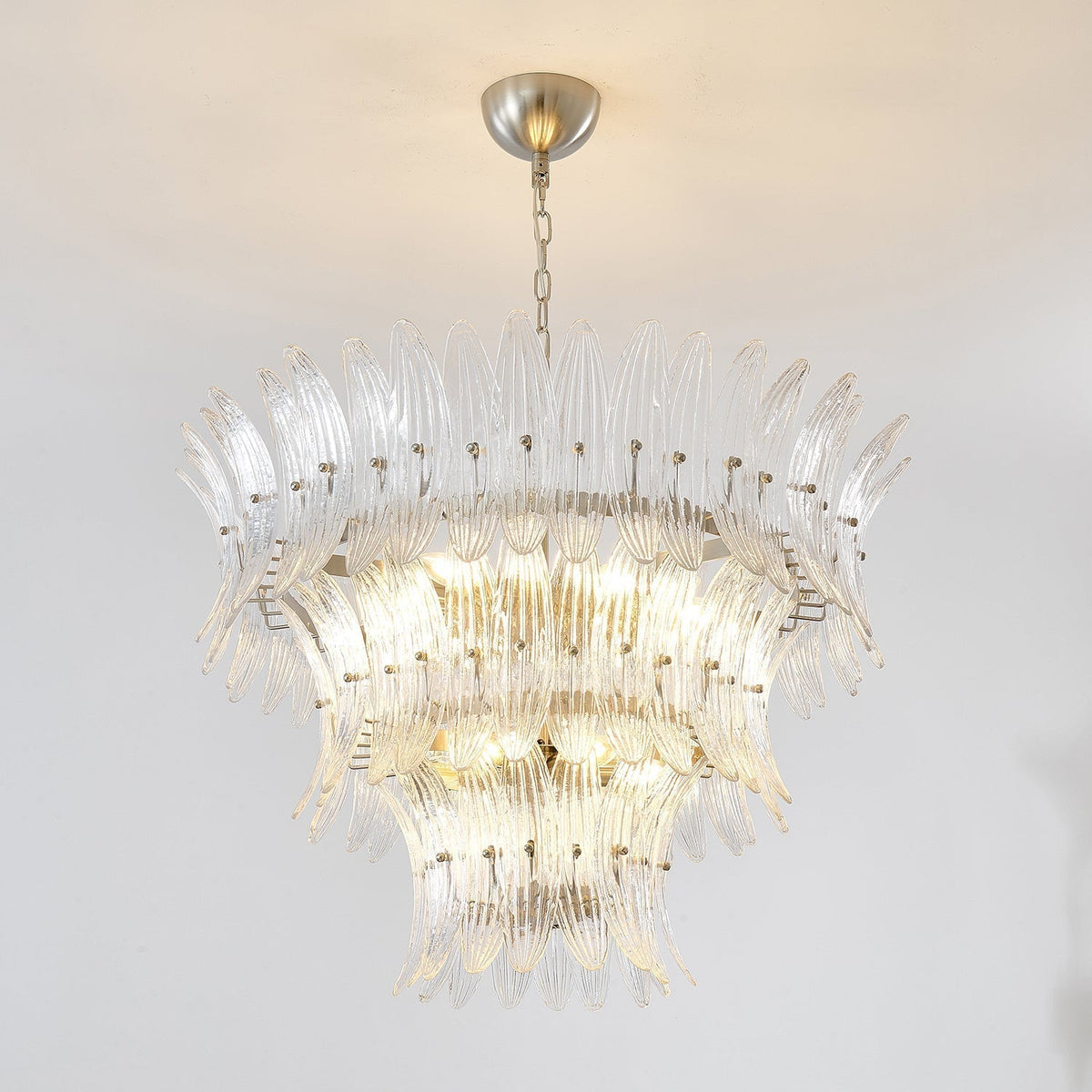 Eirerian Chandelier Murano Glass Palmette Leaf Tiered