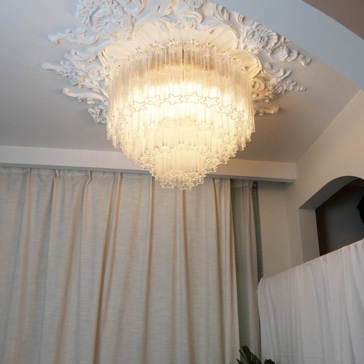 Veliaine Ceiling Lamp Murano Pink Glass Vintage