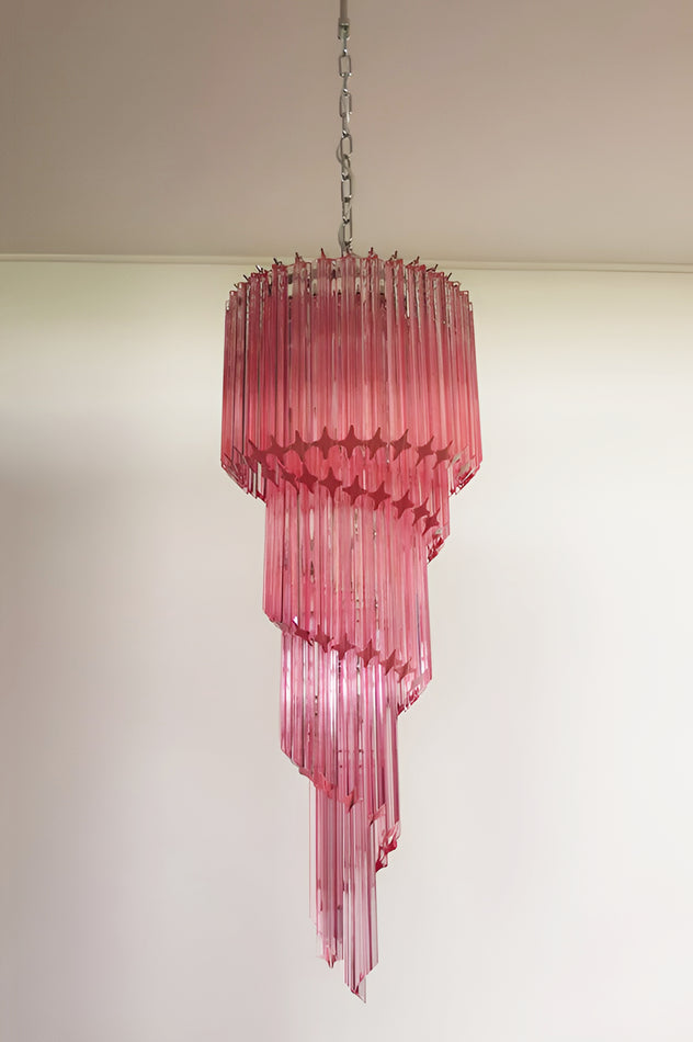 Reninelle Chandelier Spiral Pink Prism Tiered