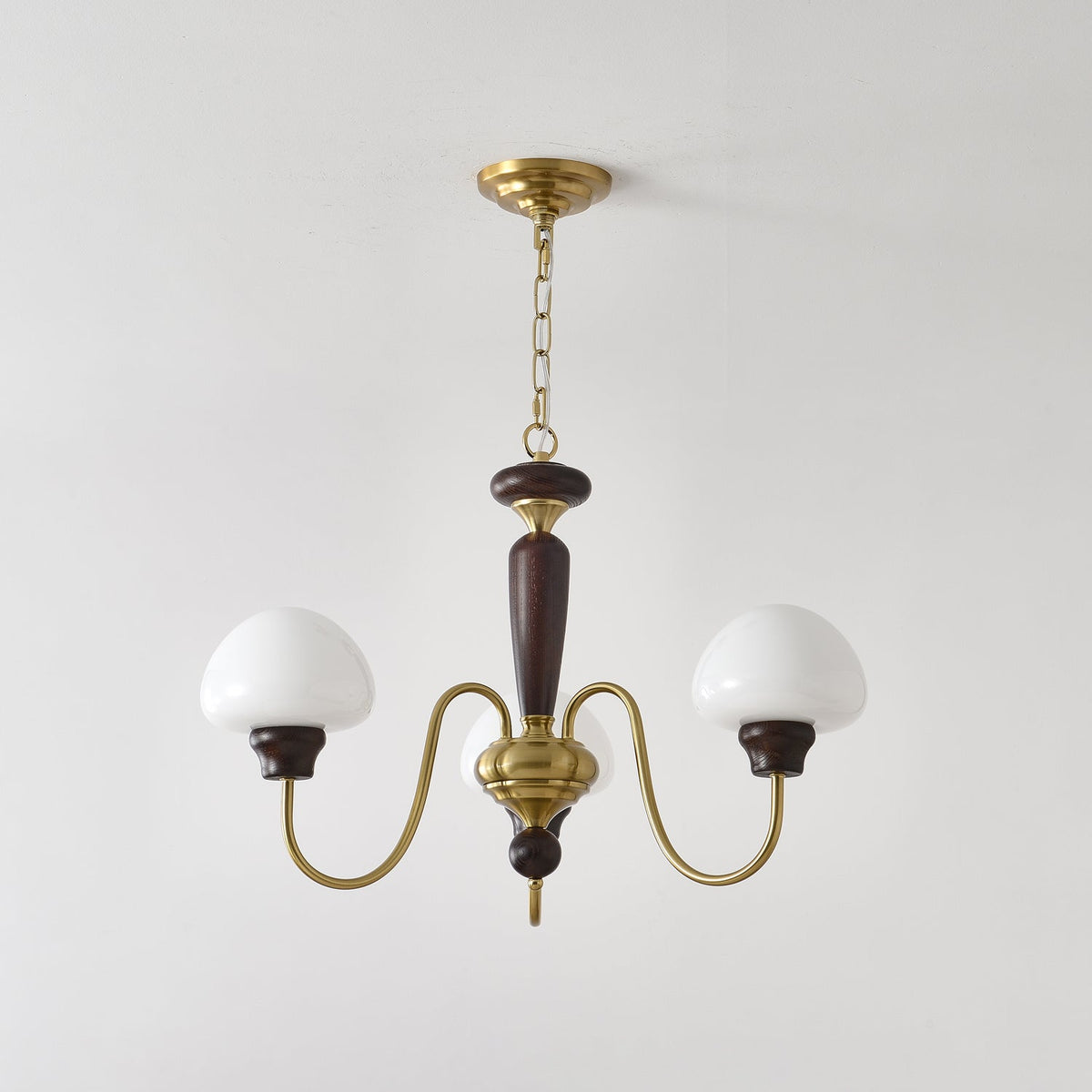 Rinivelle Chandelier Brass Wood Mushroom Classic