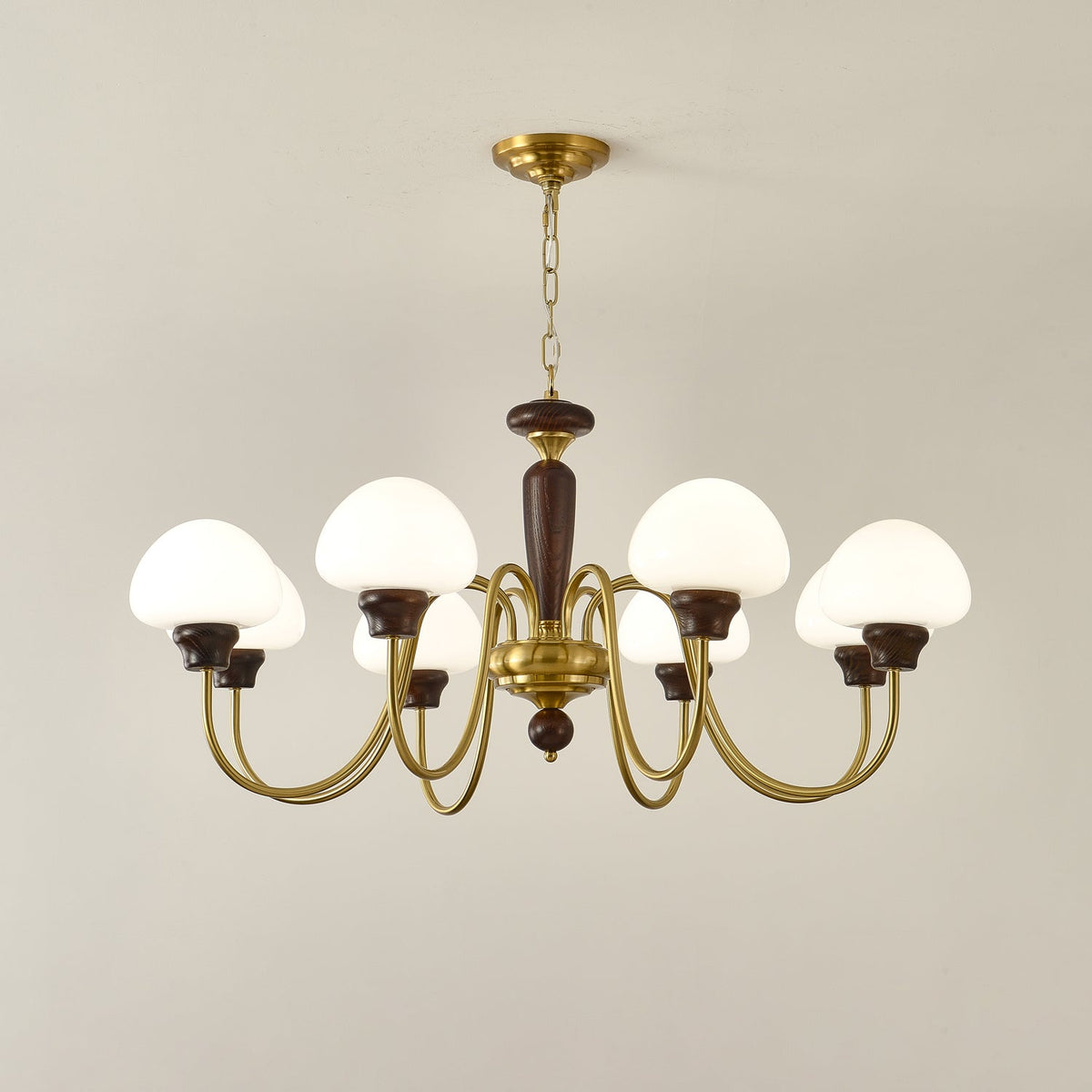 Rinivelle Chandelier Brass Wood Mushroom Classic