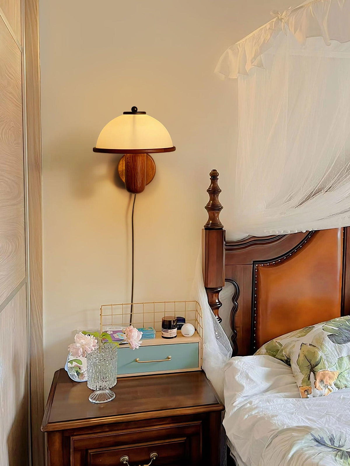 Rinerise Wall Lamp Mushroom Wood Oak