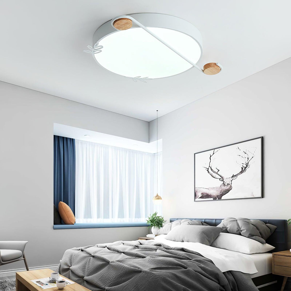 Evzorira Musical Note Art Round Ceiling Lamp