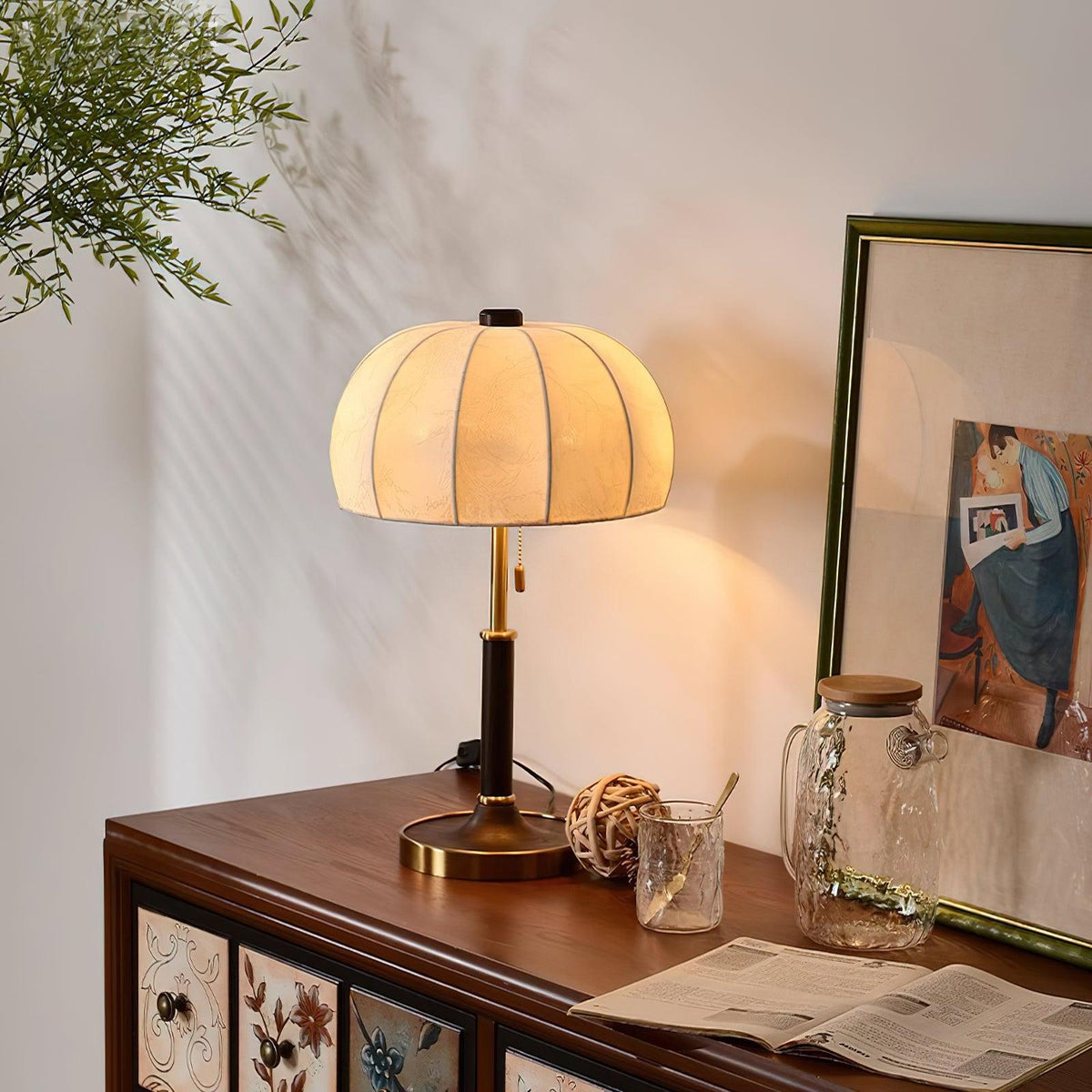 Nalemu Wood Fabric Retro Table Lamp