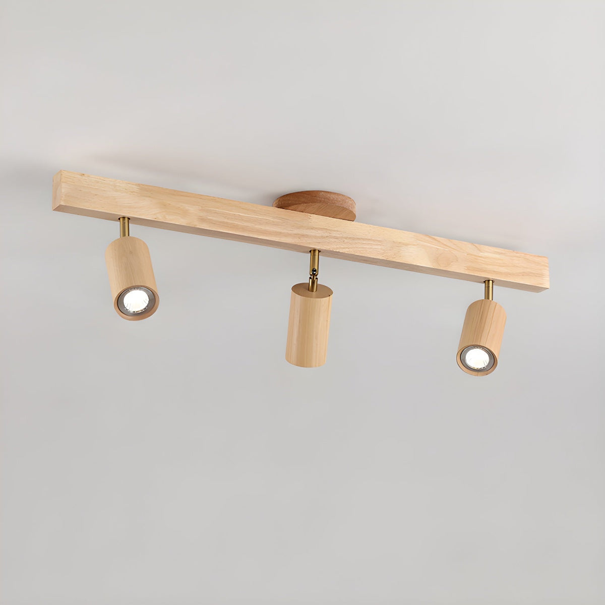 Nola Ceiling Lamp Natural Wood Beam with Spotlight