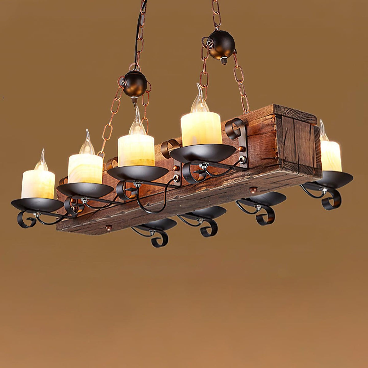 Aurzorir Vintage Wood Chandelier