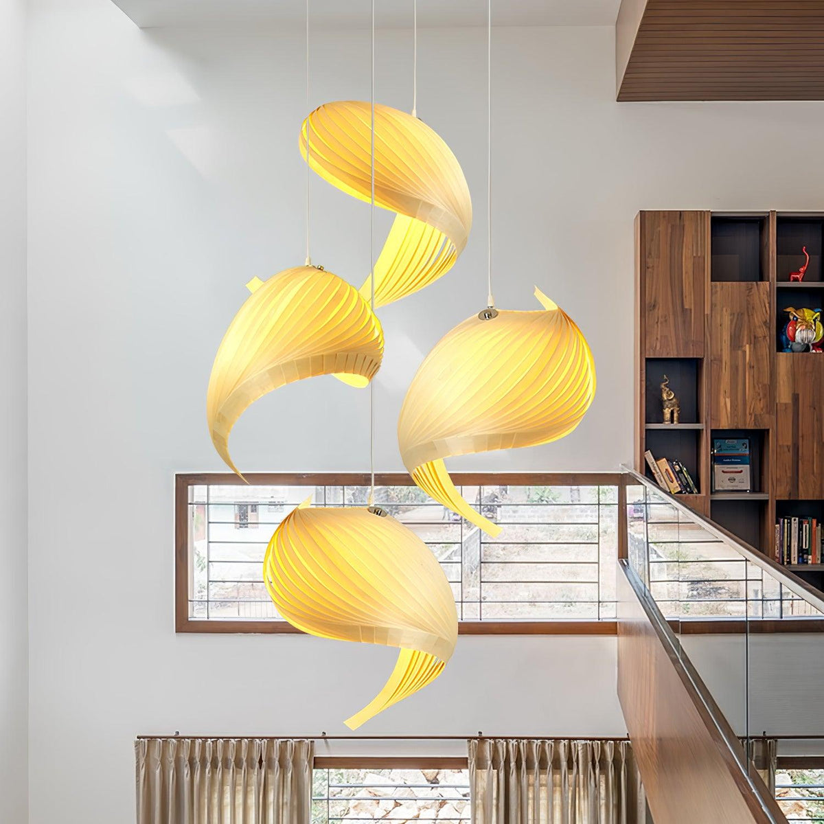 Loe Postmodern Luxury Shell Wood Wood Pendant Light