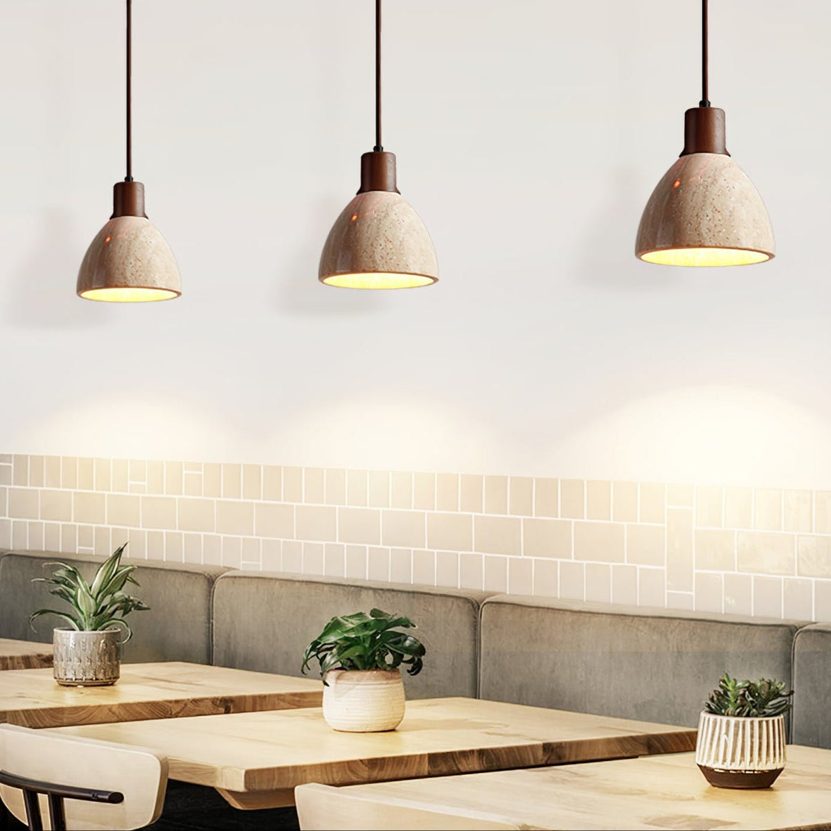Nerio Modern Minimalist Travertine Pendant Light