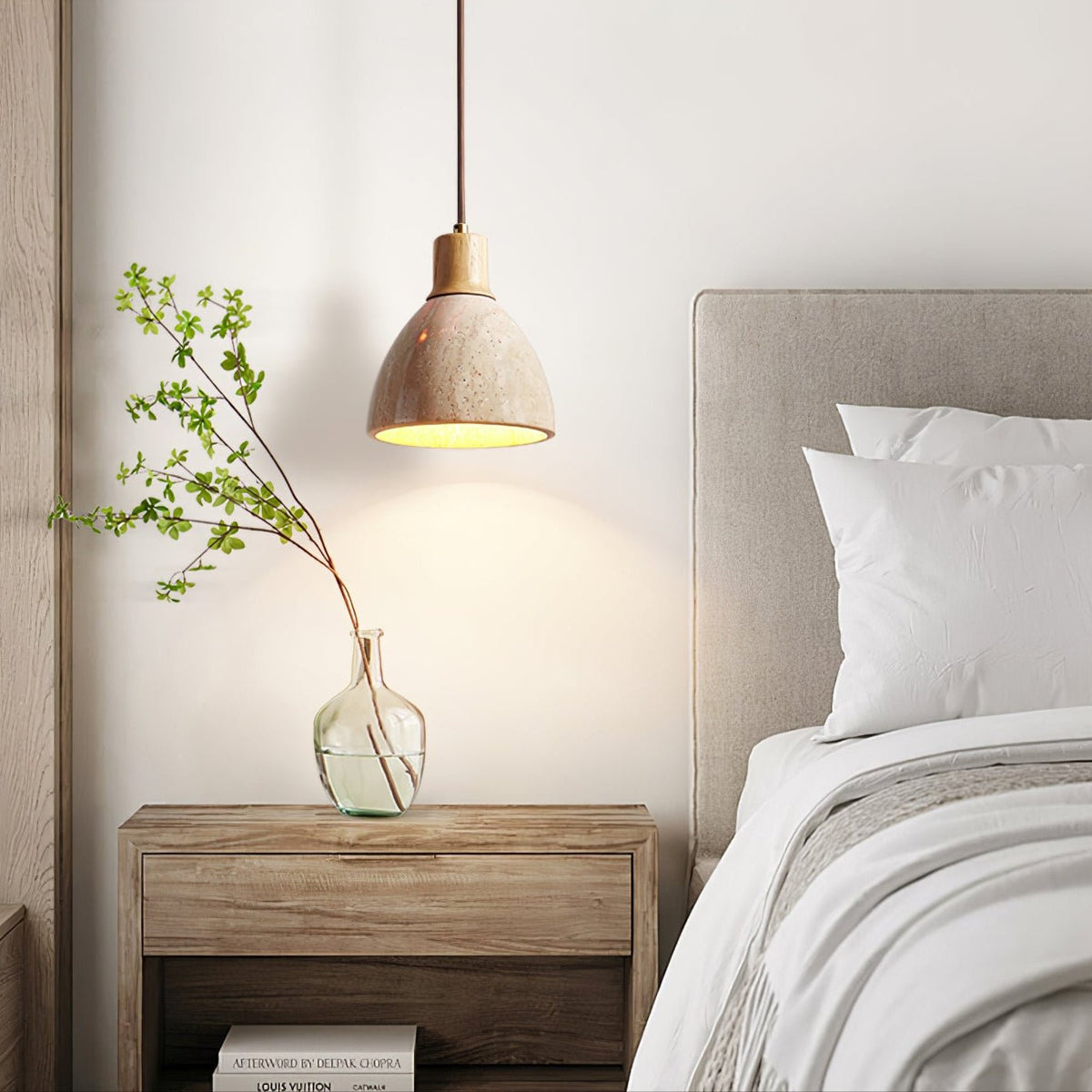 Nerio Modern Minimalist Travertine Pendant Light