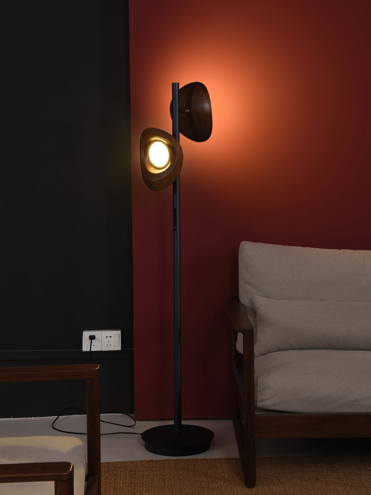 Ceyran Double Sphere Black Floor Lamp