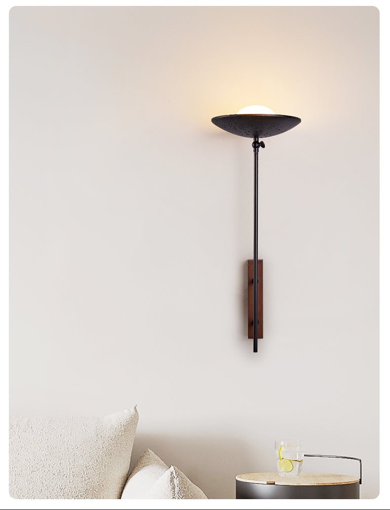 Fawn Sunflower Modern Black Travertine Wall Lamp