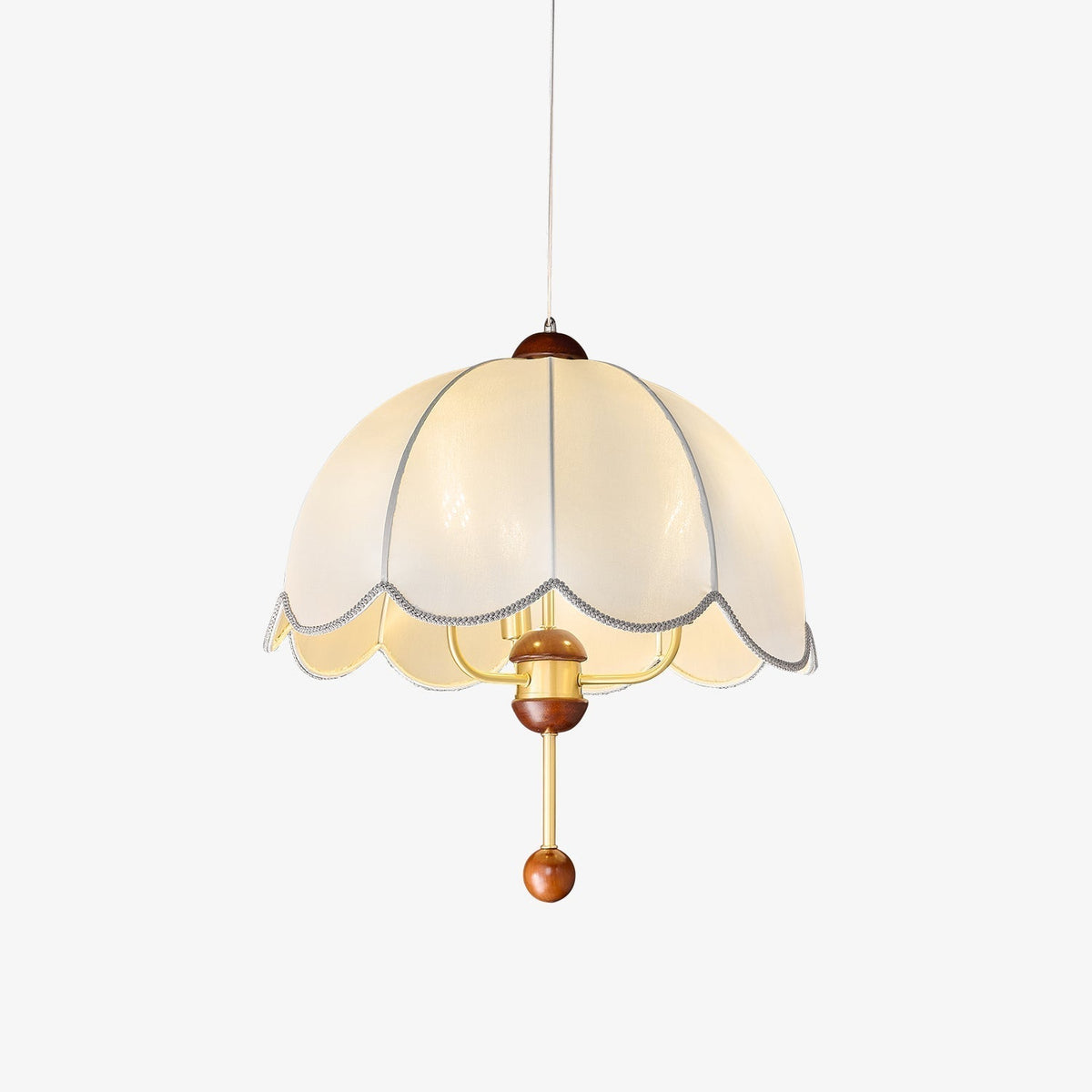 Varaeia Traditional Elegance Bloom Fabric Wood Pendant Lamp