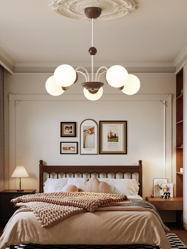 Rinuaine Chandelier Wood Glass Contemporary Curved