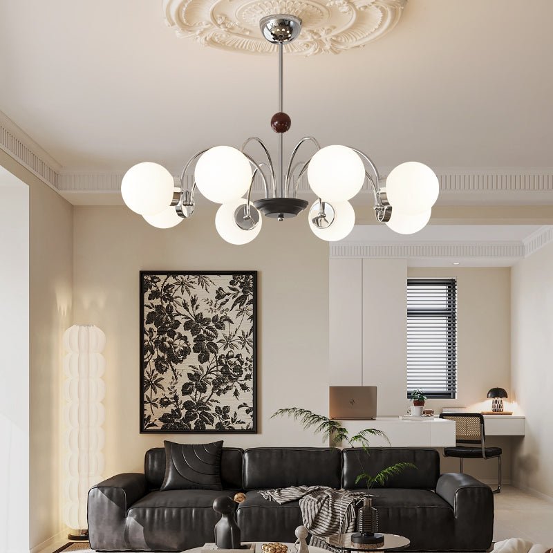 Rinuaine Chandelier Wood Glass Contemporary Curved