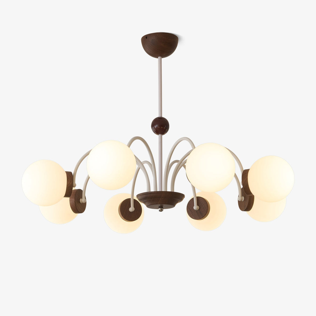 Rinuaine Chandelier Wood Glass Contemporary Curved