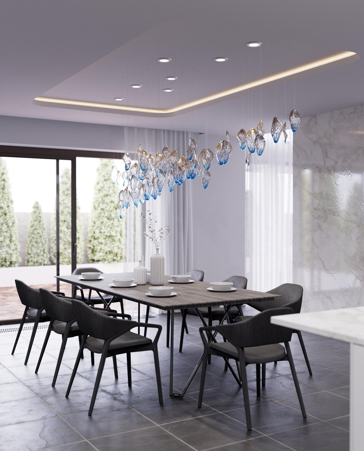 Asteria Wave Blown Glass Customize Chandelier