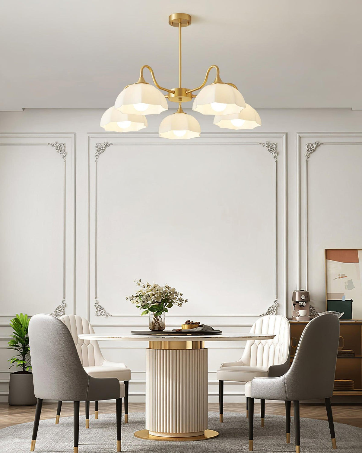 Velisira Chandelier Octagonal Glass Bowl Copper French