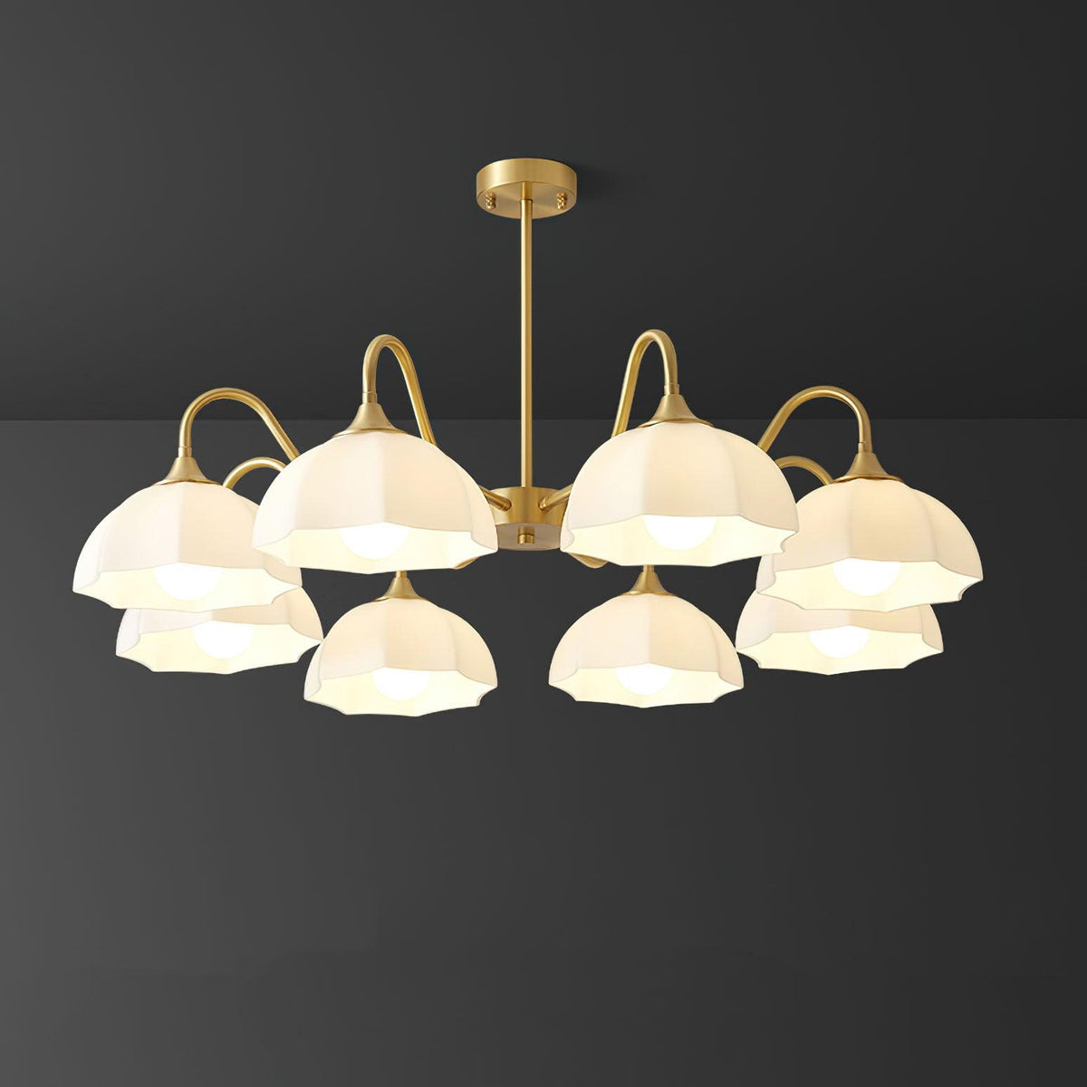 Velisira Chandelier Octagonal Glass Bowl Copper French