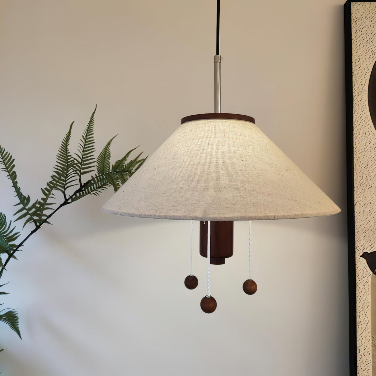 Zathee Nordic Art Classic Wood Fabric Pendant Lamp