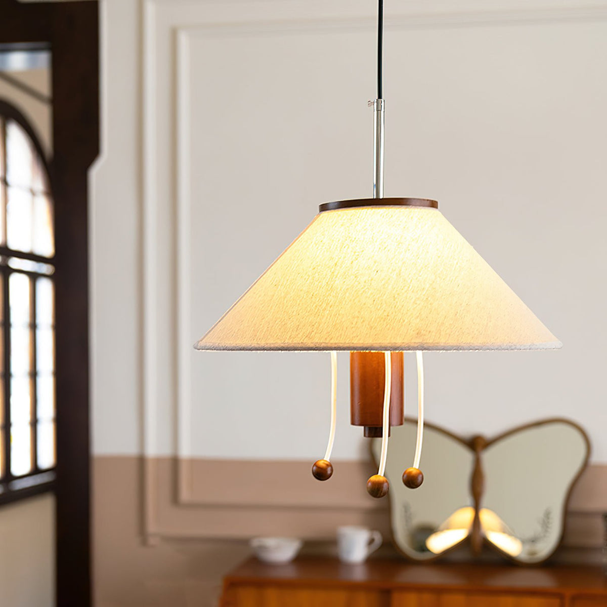 Zathee Nordic Art Classic Wood Fabric Pendant Lamp