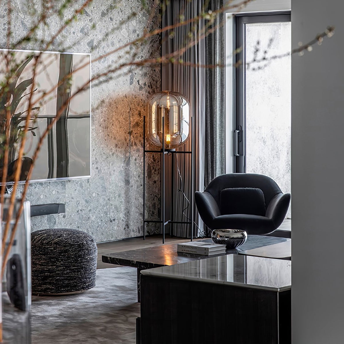 Liorivelia Glass Industrial Floor lamp