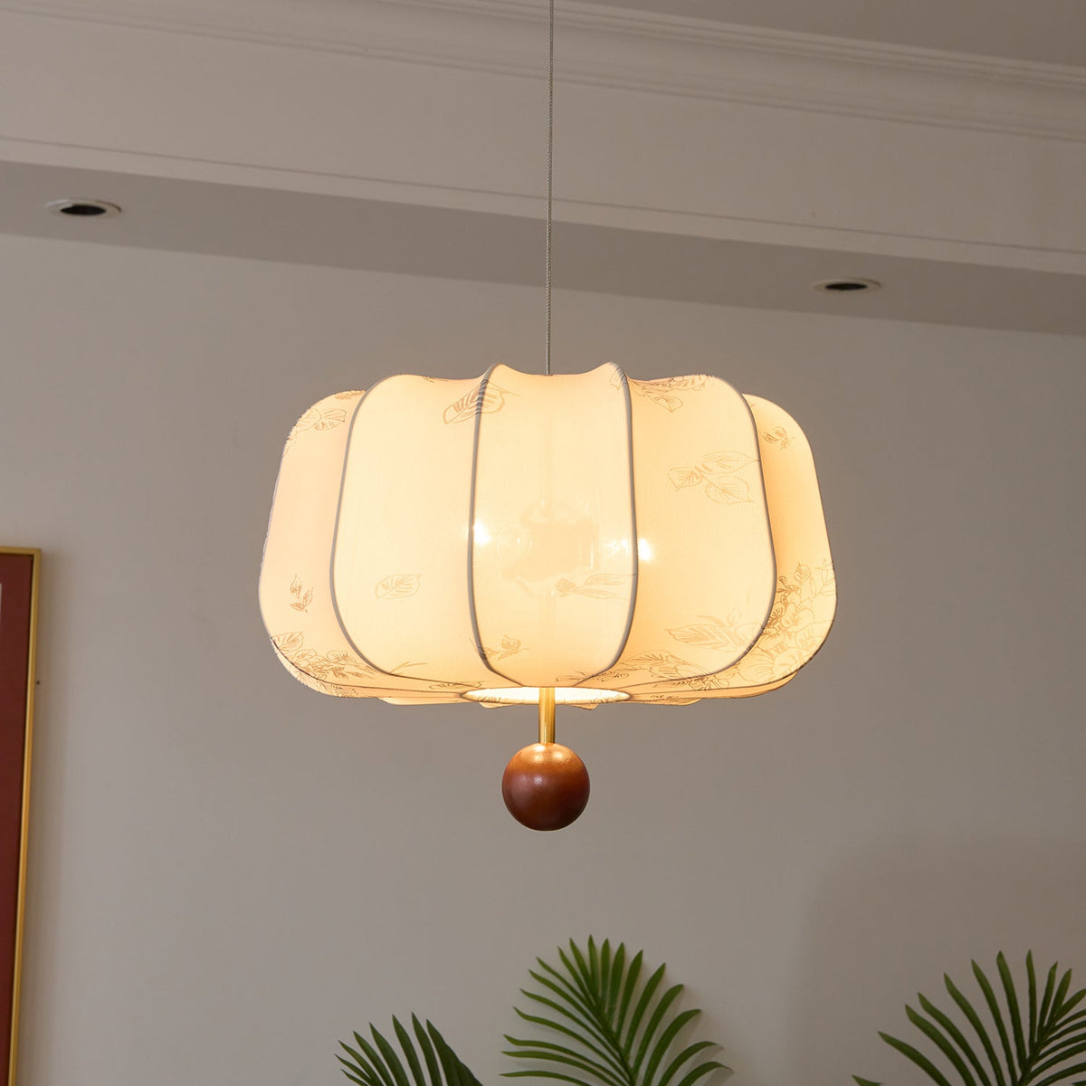 Sylaeria Wood & Fabric Pendant Light