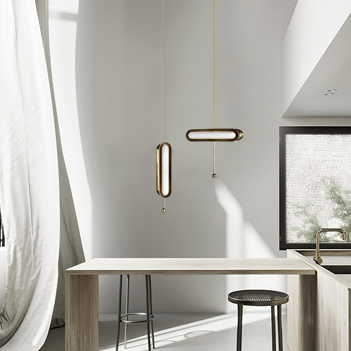Lyvinaris Geometric Brass Linear Pendant Light
