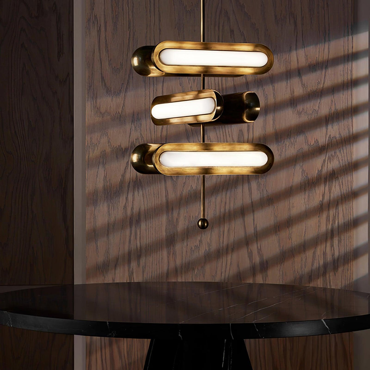 Lyvinaris Geometric Brass Linear Pendant Light