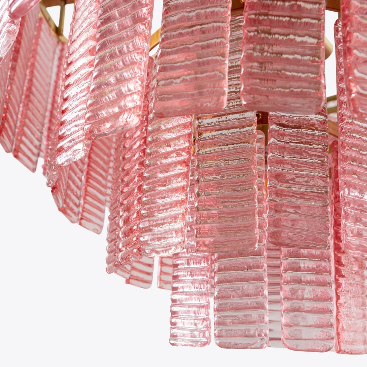 Lioririan Chandelier Pink Murano Glass Layered Vintage Luxury