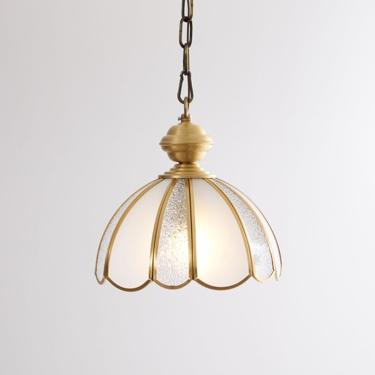Lunell Traditional Art Brass Glass Pendant Light