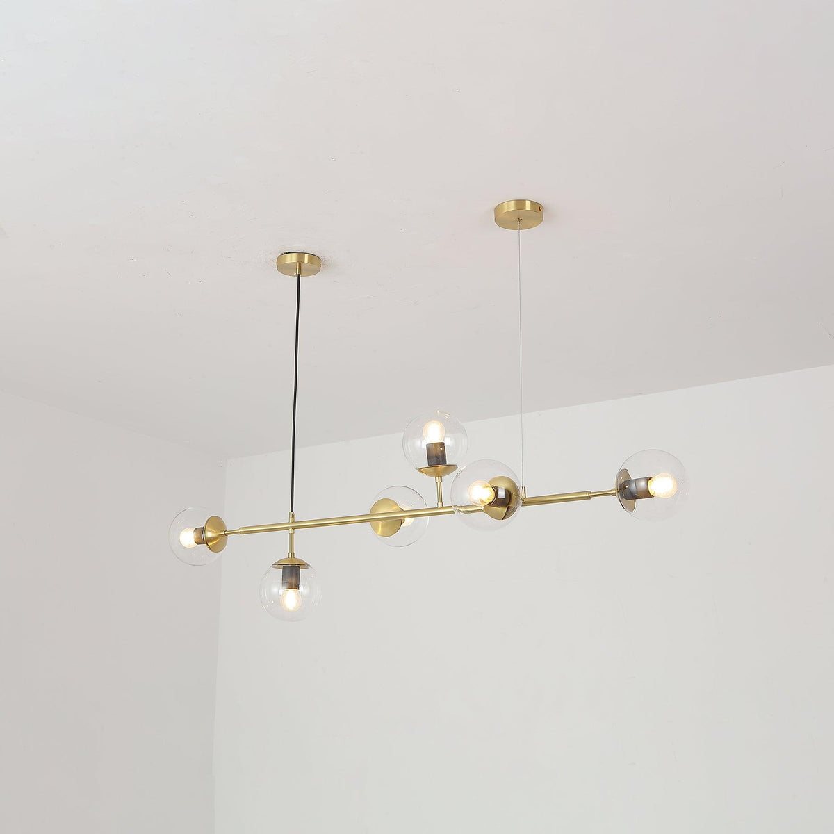Yorvin Pendant Lamp Orb Brass Glass for Living Room