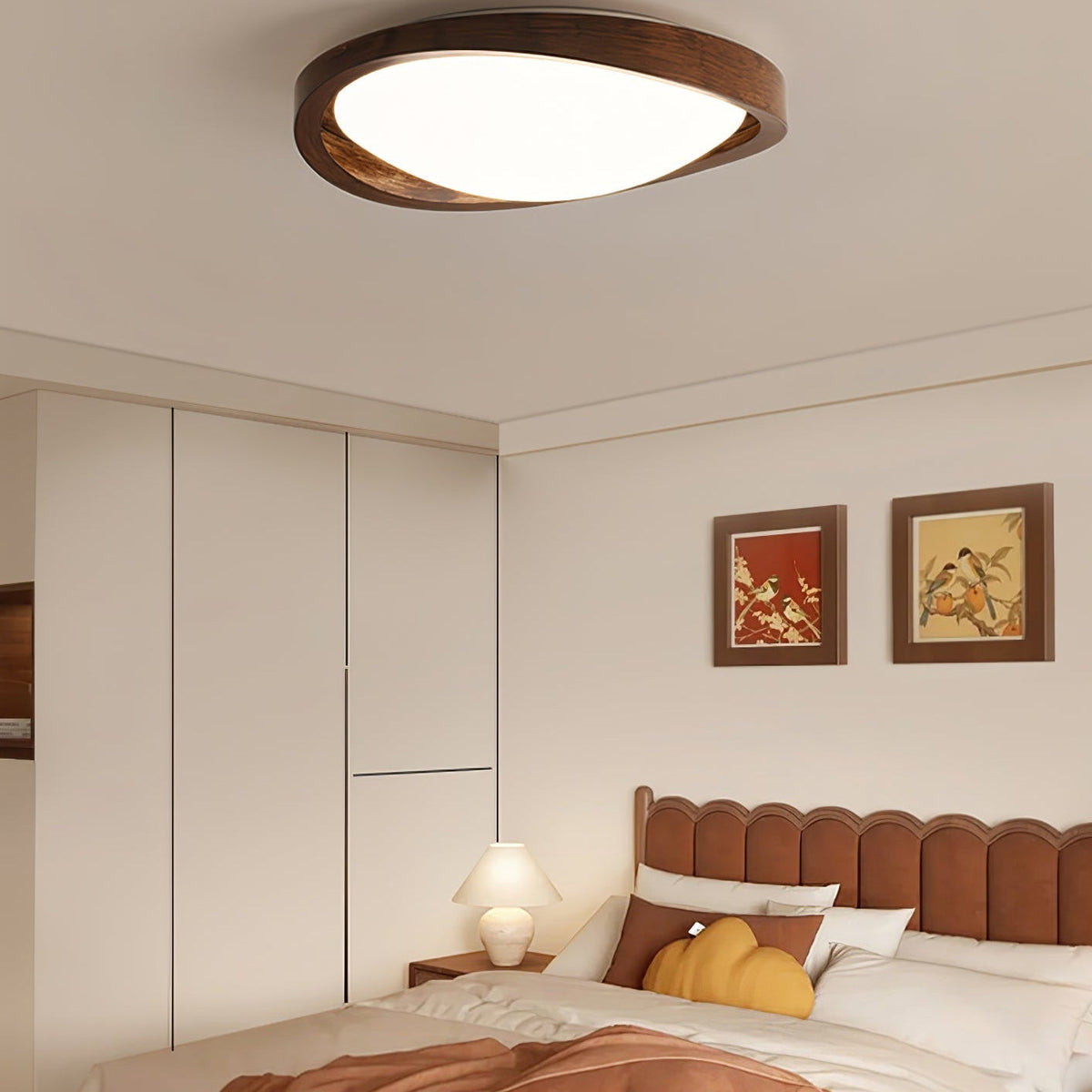 Aurelie Ceiling Light Walnut Curved Edge Oval Nordic