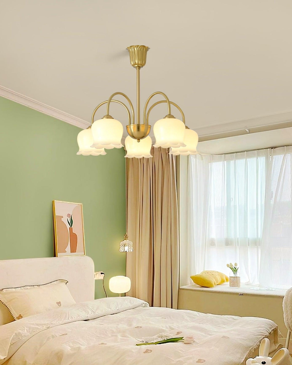 Solenora Chandelier Brass Elegant Curved Arm