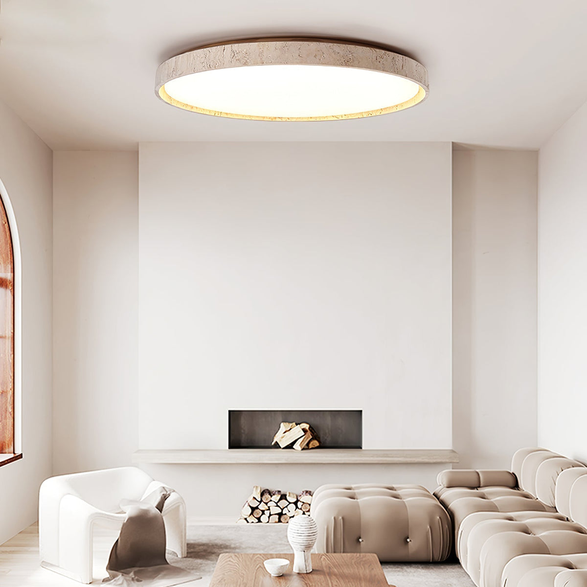 Kathy Travertine Round Ceiling Light