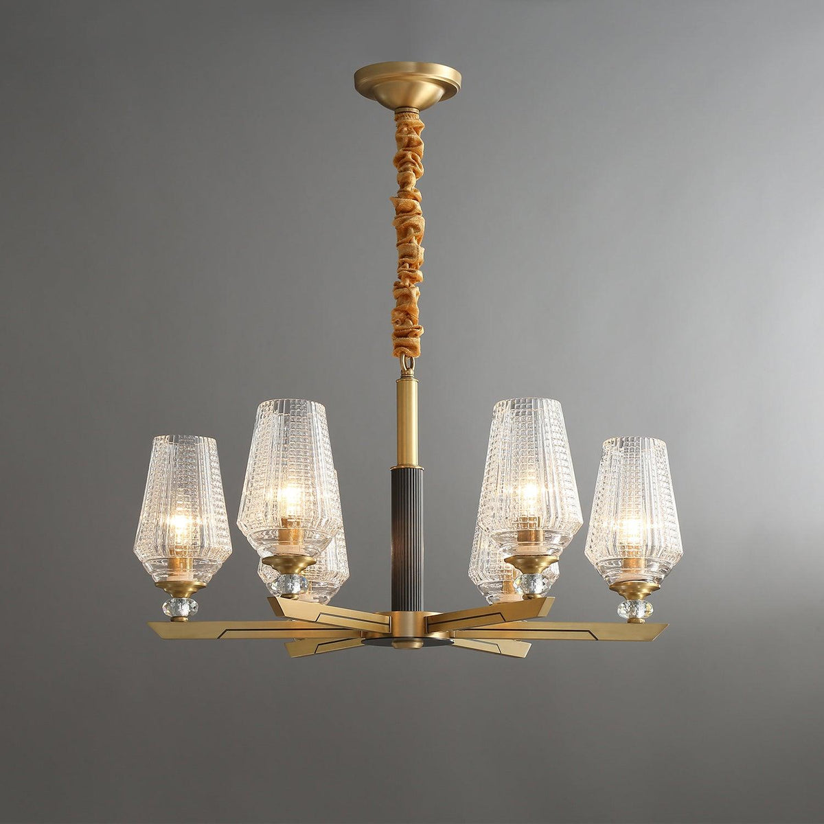 Astra Luxury Hexa Brass Chandelier