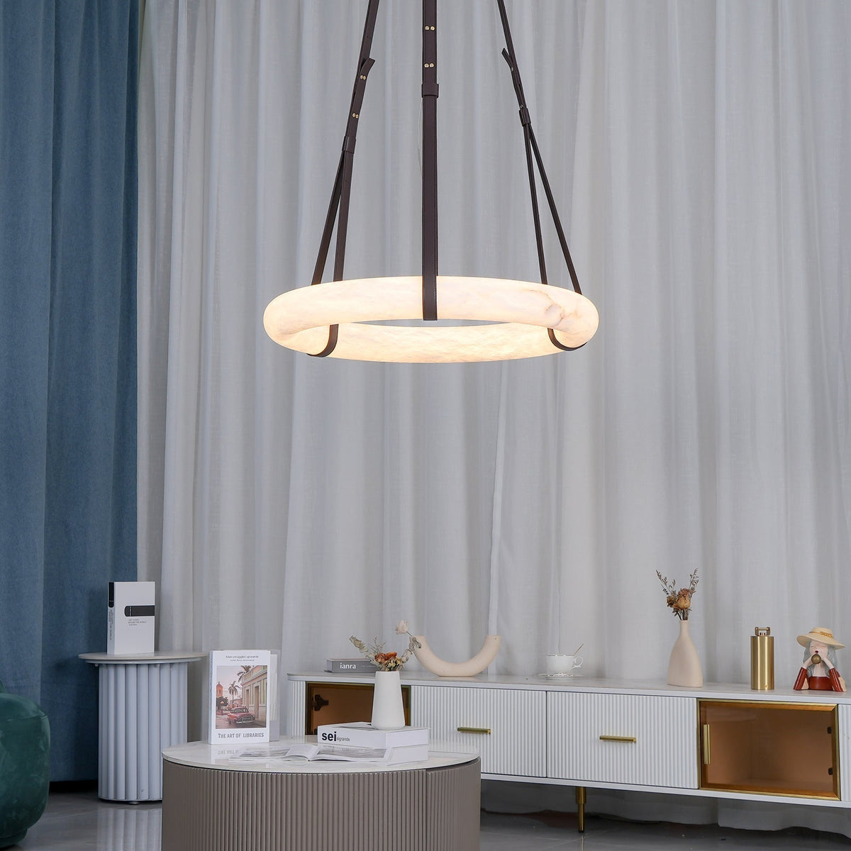 Tarys Alabaster Chandeliers Ring Leather Strap Version B