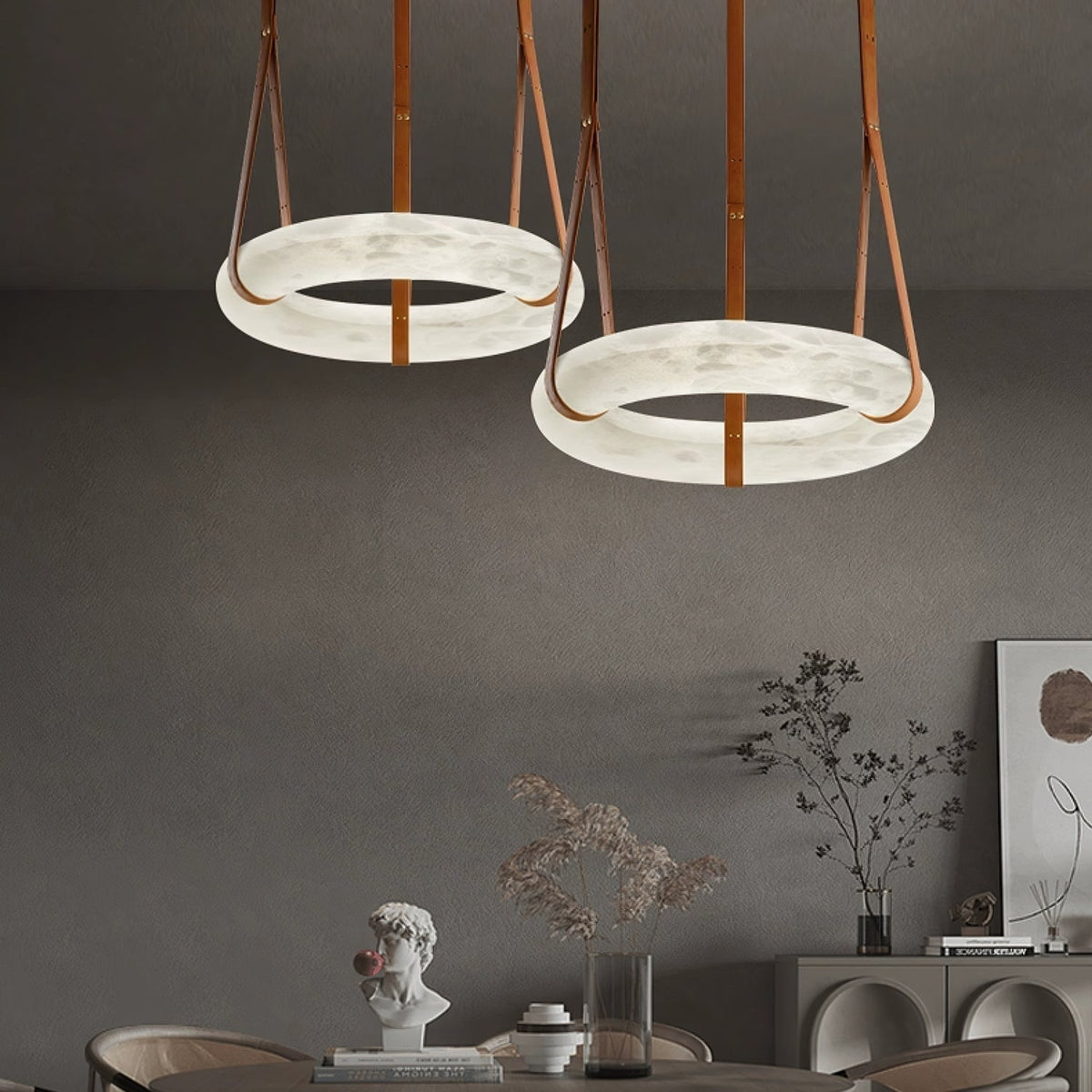 Tarys Alabaster Chandeliers Ring Leather Strap Version B