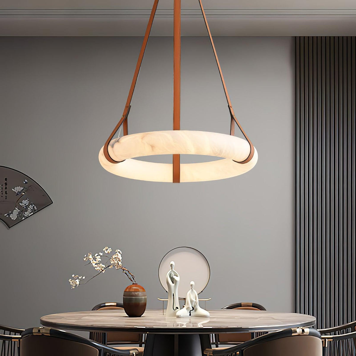 Lixor Alabaster Chandeliers Ring Leather Strap Version A