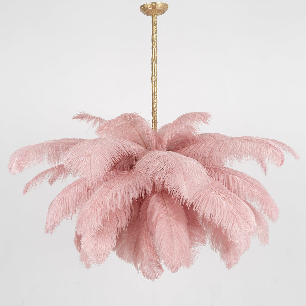 Auralira Chandelier Ostrich Feather Large Brass Stem