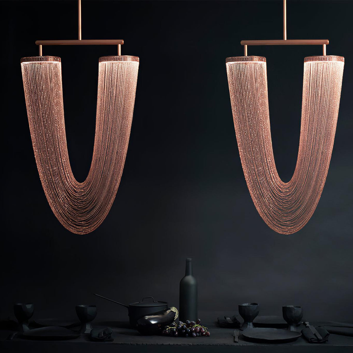 Apsht Pendant Light Copper Chain Sculptural Modern