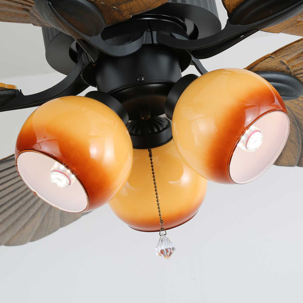 Avinionis Palm Whisper Vintage Wood Ceiling Fan Light