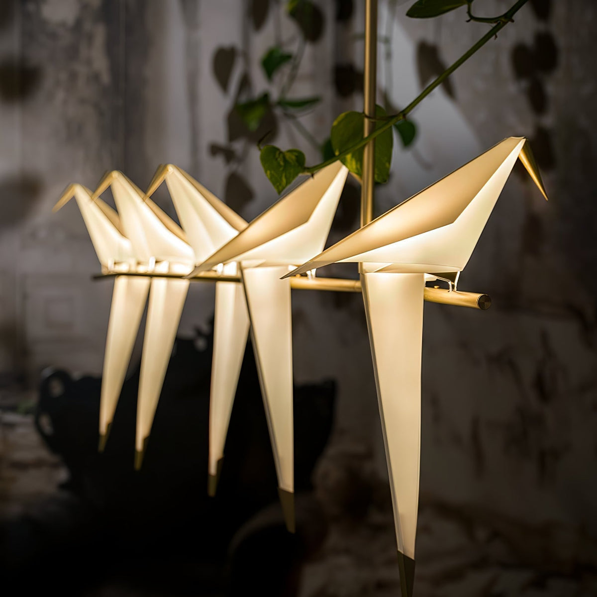 Lunuian Chandelier Paper Crane Bird Sculptural LED