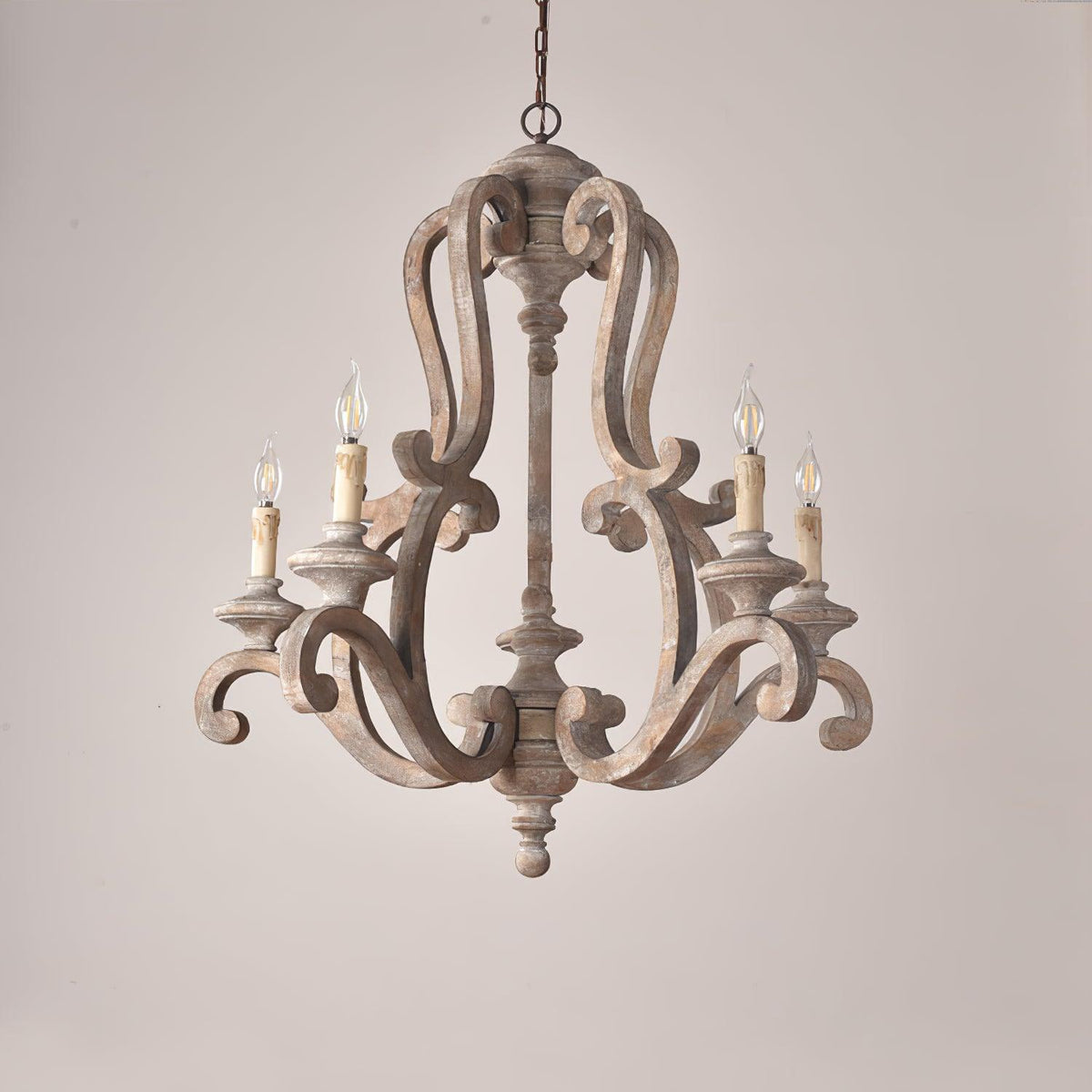 Arixy Chandelier Wooden Candle Mid-Century