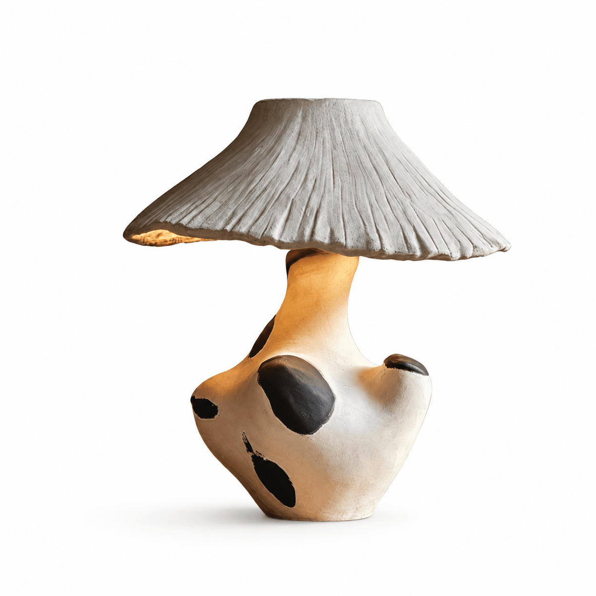 Pebble-Inlay Sculptural Plaster Table Lamp