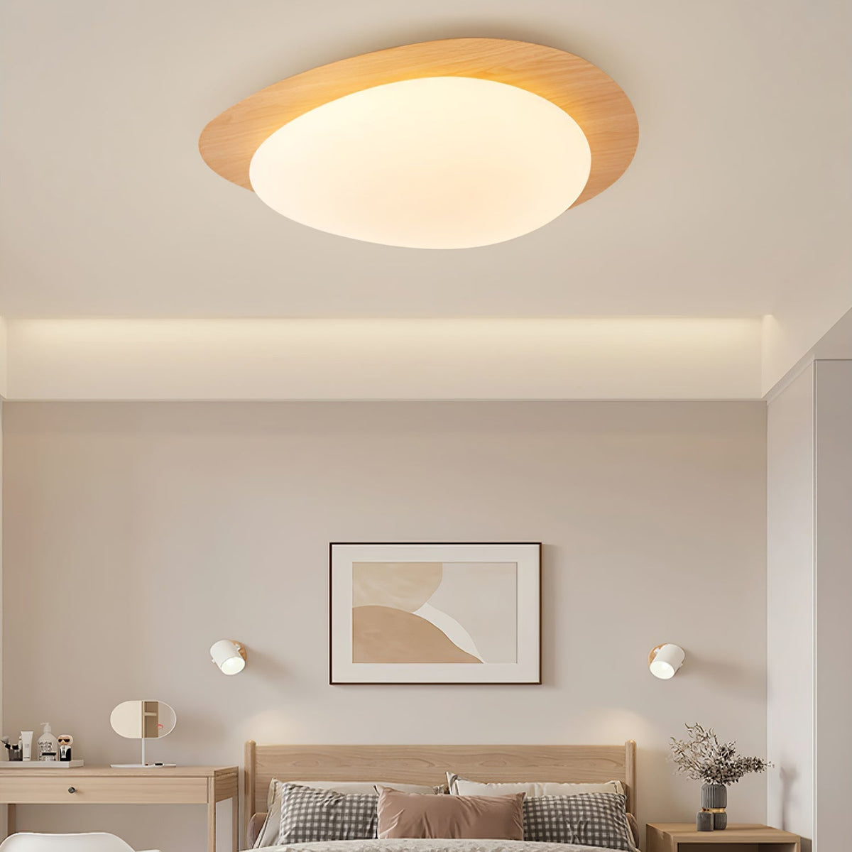 Olivier Pebble Walnut Ceiling Light