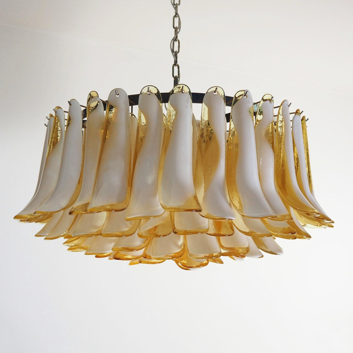 Equvel Chandelier Amber Murano Glass Petal Elegant