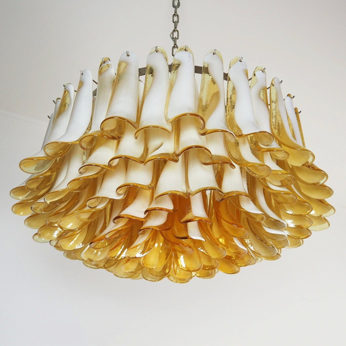 Equvel Chandelier Amber Murano Glass Petal Elegant
