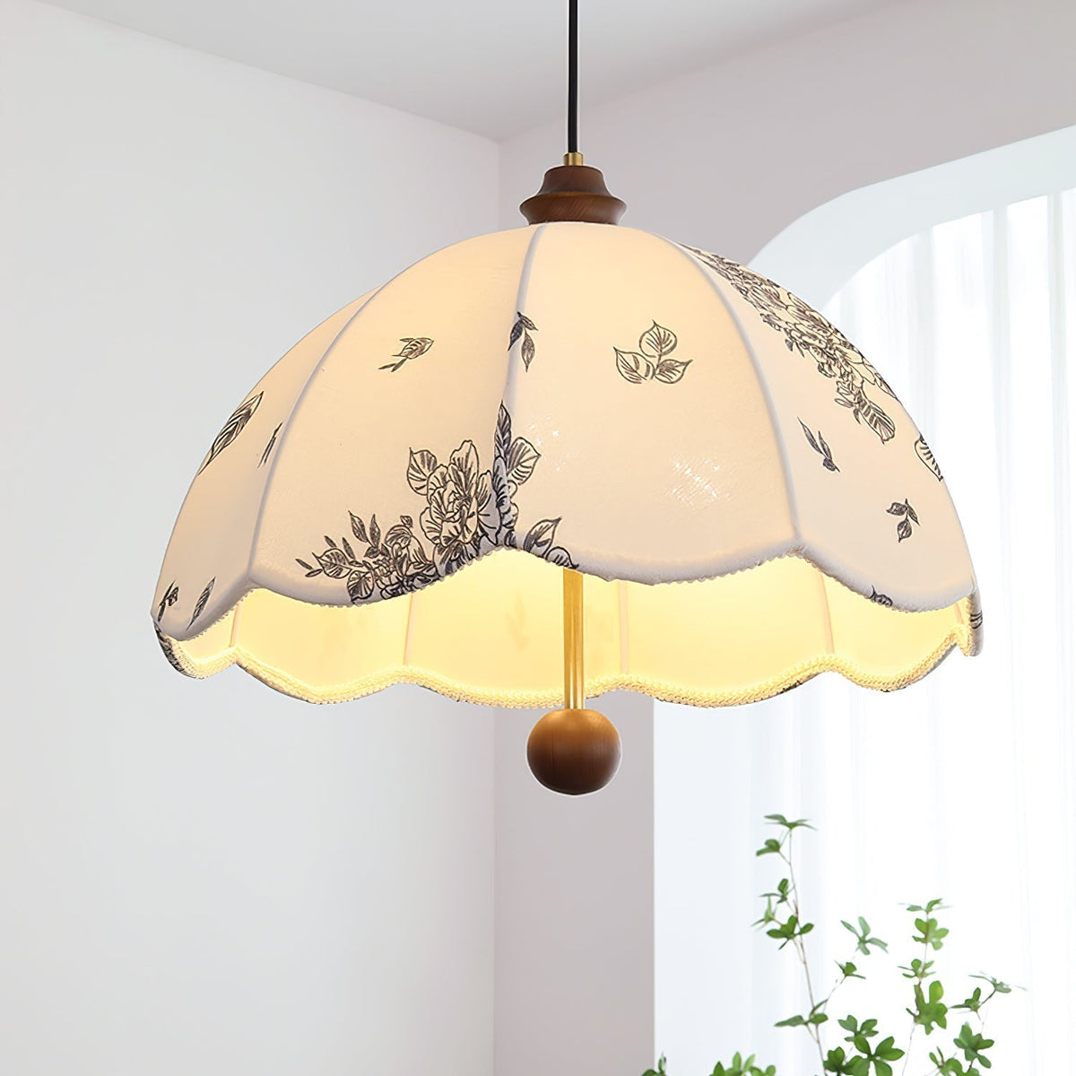 Vevenir Petal Whisper Wood Fabric Pendant Lamp