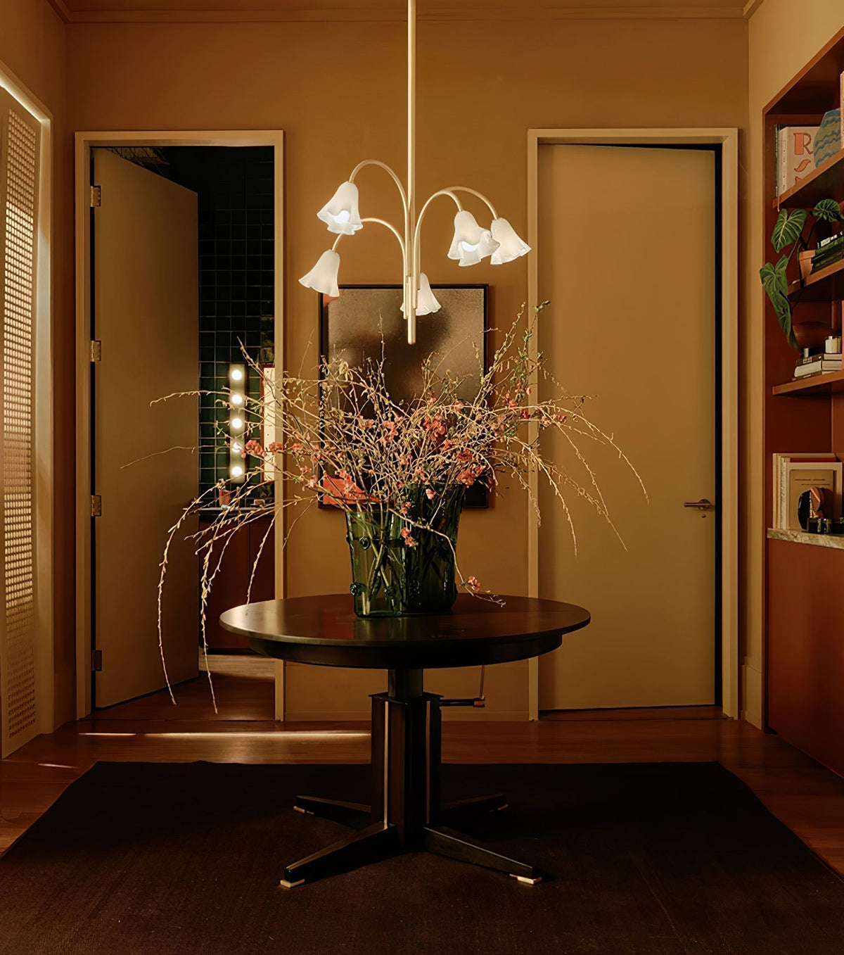 Lioreriel Chandelier Blossom Petal Glass Arms