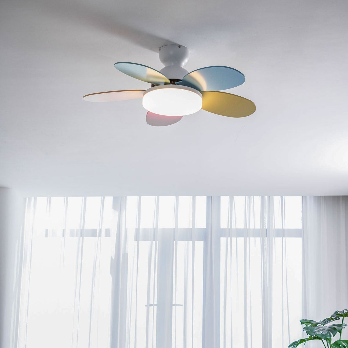 Liora Colorful Wooden Kids Ceiling Fan Light